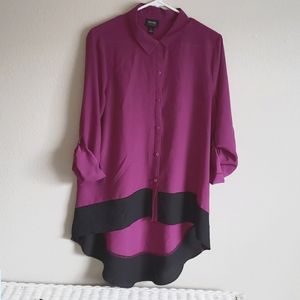 Nicole Beautiful fuschia high-low tunic, size L
